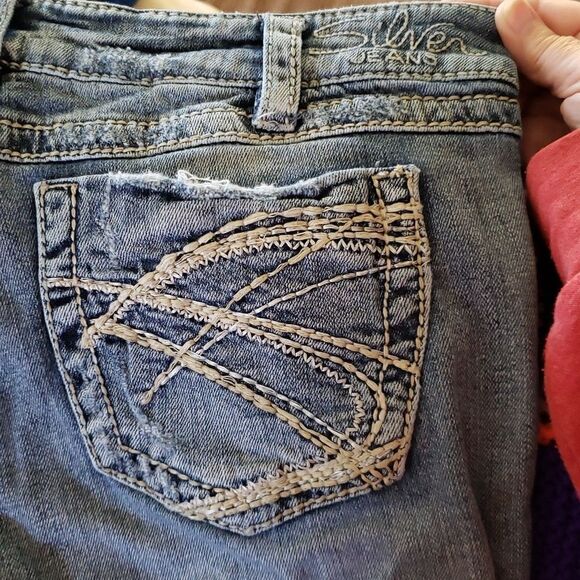 Silver Distressed Twisted Bootcut Jeans 30" x 33" - Picture 4 of 9